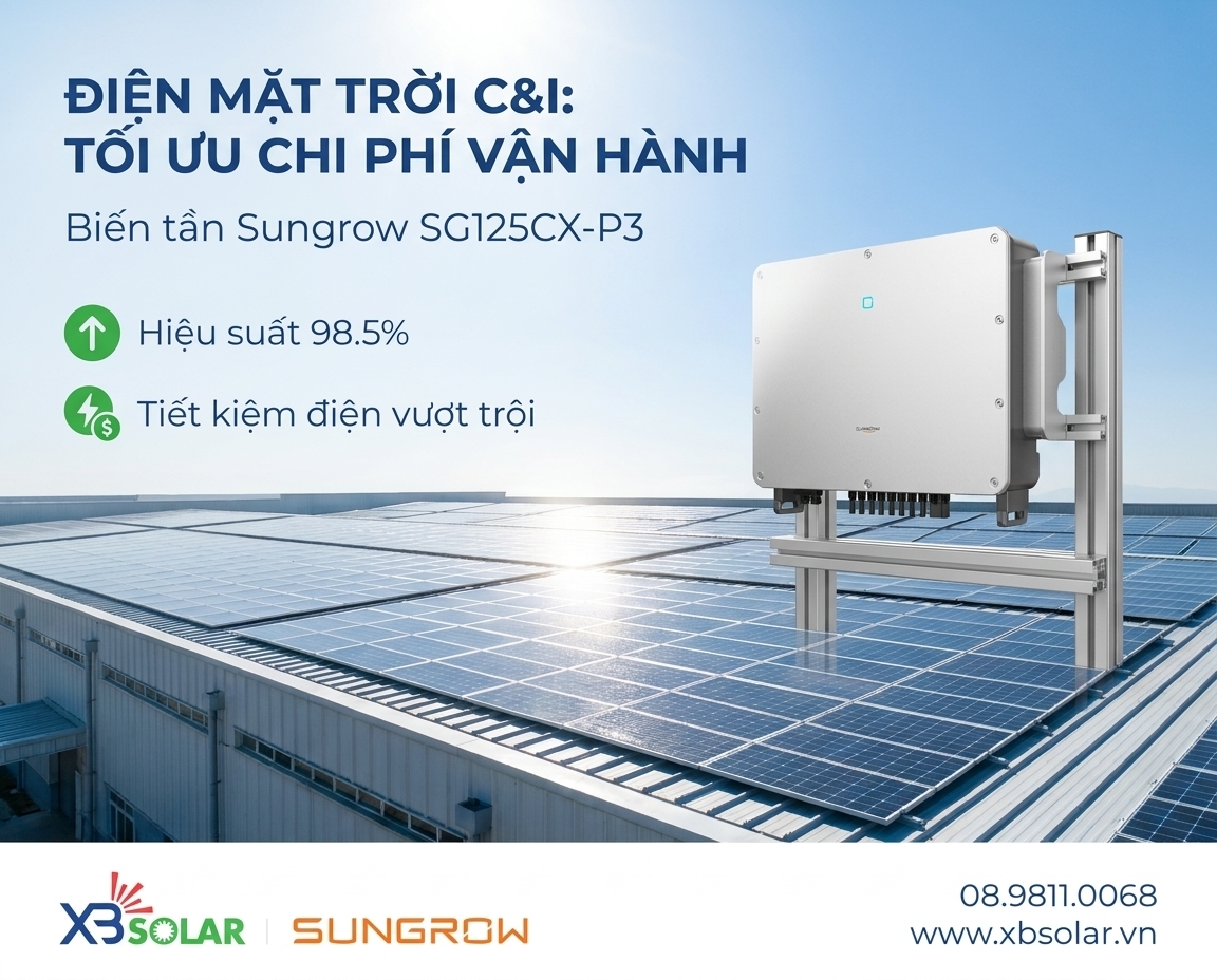 Điện mặt trời cho nhà xưởng giảm 70% tiền điện (Hoàn vốn sau 4 năm) 1 điện mặt trời cho nhà xưởng (C&I)