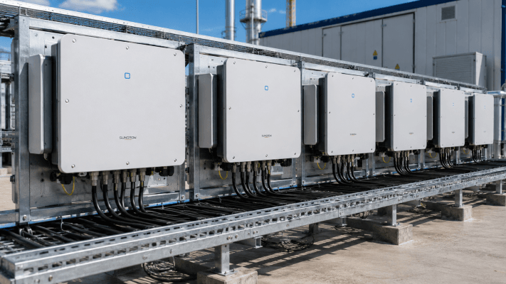 Lắp đặt thực tế hệ thống nhiều biến tần Inverter 125kW từ các thương hiệu Sungrow, Huawei tại dự án điện mặt trời doanh nghiệp.