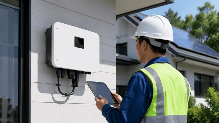 Đội ngũ kỹ sư XBSOLAR chuyên môn cao đang tiến hành kiểm tra, bảo trì hệ thống điện năng lượng mặt trời cho hộ gia đình, đảm bảo các tiêu chuẩn kỹ thuật khắt khe.