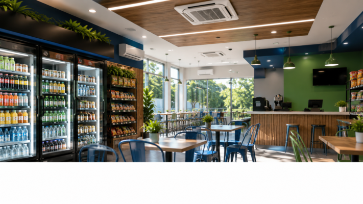 Hệ Thống Điện Mặt Trời Hòa Lưới Bám Tải Là Gì? Giải Pháp Tiết Kiệm Tối Ưu Cho Hộ Kinh Doanh 3 Không gian kinh doanh, siêu thị mini sử dụng nhiều thiết bị làm mát vào ban ngày được hưởng lợi ích tiết kiệm chi phí tối đa từ hệ thống điện mặt trời hòa lưới bám tải.