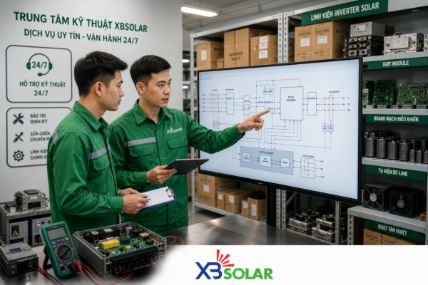 Dịch Vụ Sửa Chữa & Khắc Phục Sự Cố Hệ Thống Điện Mặt Trời Tiêu Chuẩn EPC 3 Trung tâm bảo hành và sửa chữa điện mặt trời XBSOLAR với đội ngũ kỹ sư sẵn sàng hỗ trợ linh kiện thay thế 24/7.
